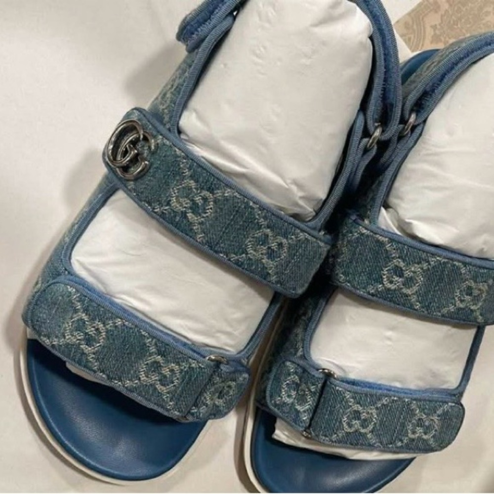 Gucci Blue Denim Sandals